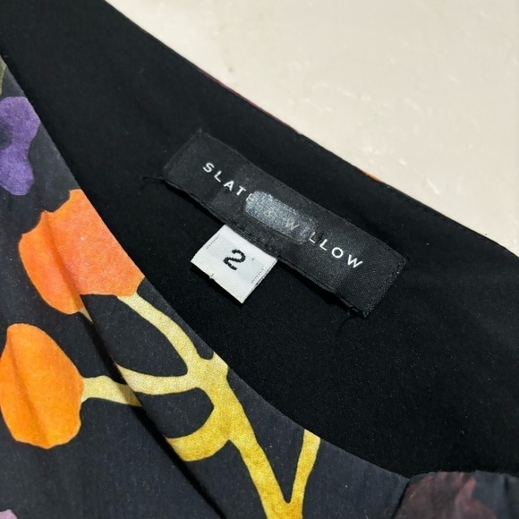 Slate & Willow Black Floral Print One-Shoulder Hi-Low Ruffle Hem Dress Size 2 - Picture 11 of 11